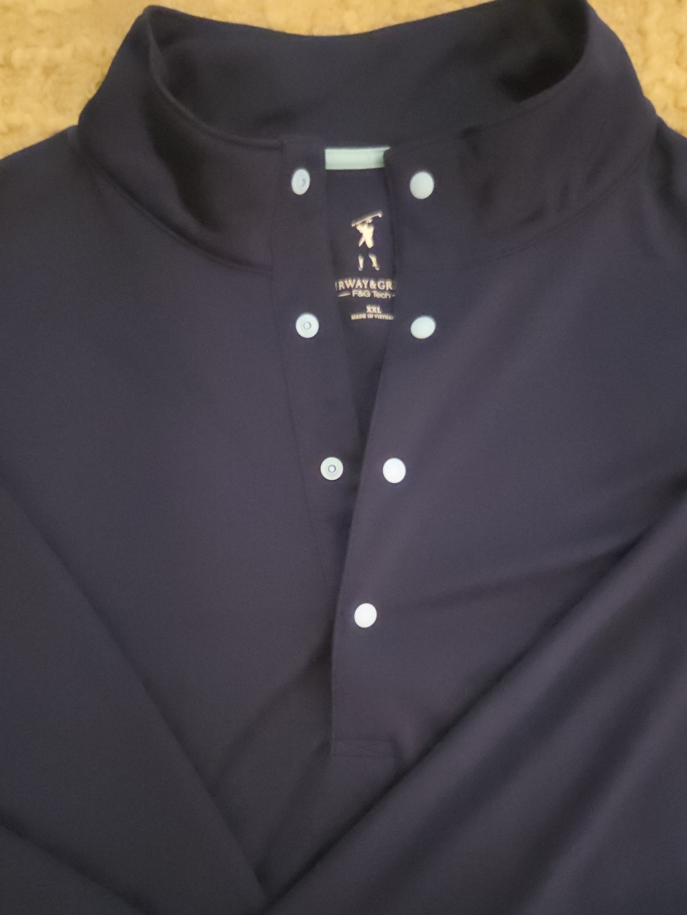 Fairway & Greene Navy Golf Pullover with 5 Snaps And Standup Collar, XXL